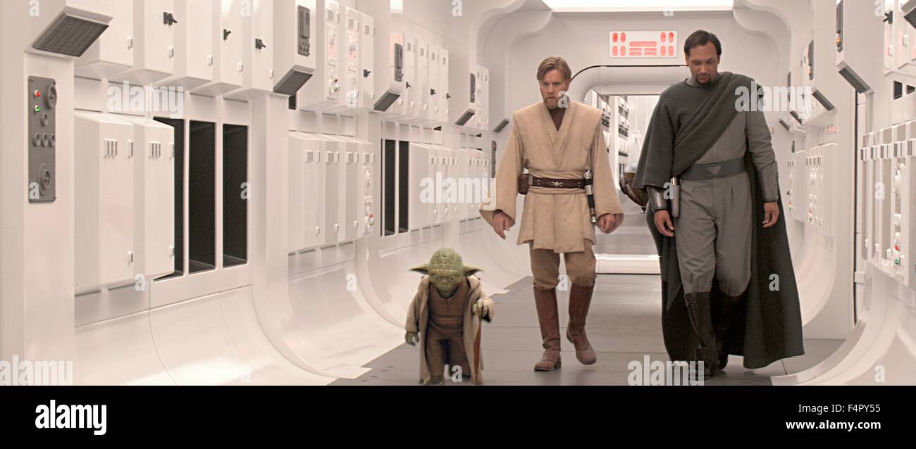 Ewan McGregor (Obi-Wan Kenobi), Jimmy Smits (Bail Organa) et Yoda / Star Wars-Episode III La Revanche des Sith / 2005, réalisé par George Lucas, Walt Disney Studios Motion Pictures. Banque D'Images