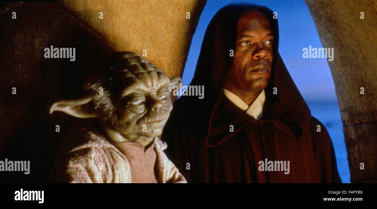 Samuel L. Jackson et Yoda / Star Wars-Episode I La Menace Fantôme / 1999, réalisé par George Lucas, Walt Disney Studios Motion Pictures. Banque D'Images