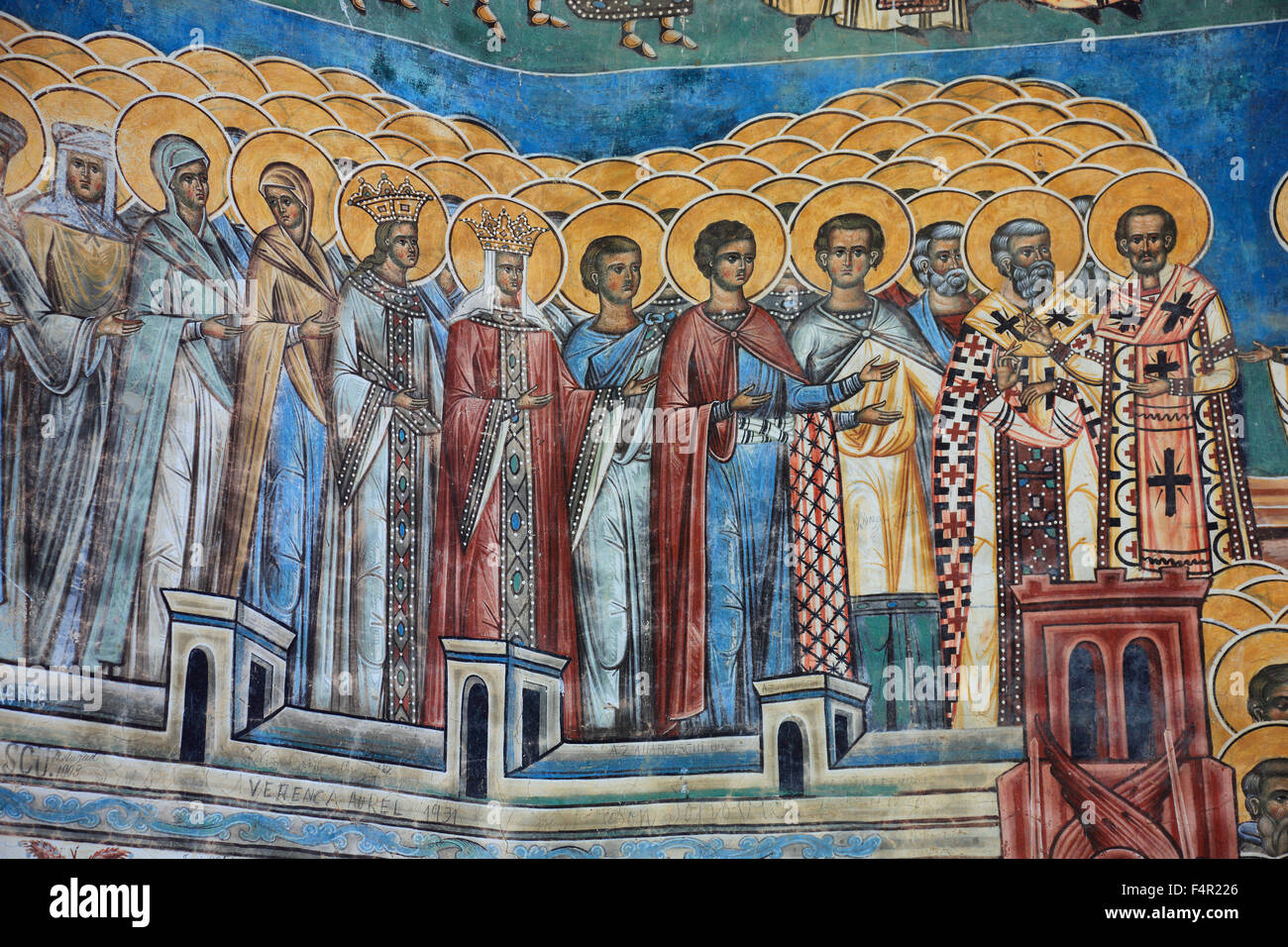 Voronet est un monastère de Roumanie, situé dans la ville de Gura Humorului, la Moldavie. Il est l'un des célèbres monastères peints Banque D'Images