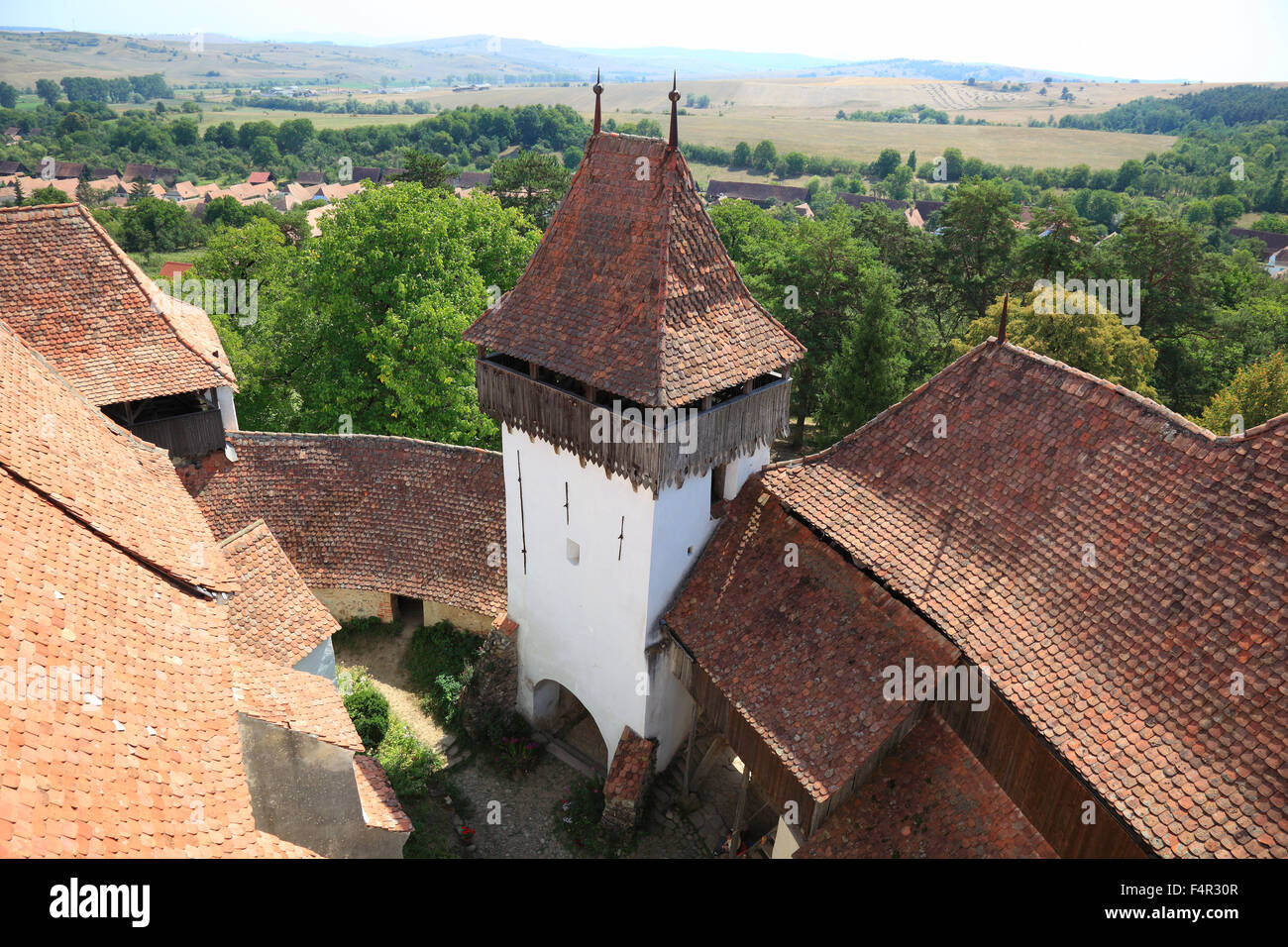 Un site du patrimoine mondial par l'UNESCO : l'église fortifiée de Viscri, Transylvanie, Roumanie. La première documentation de Viscri est un enregistrement o Banque D'Images