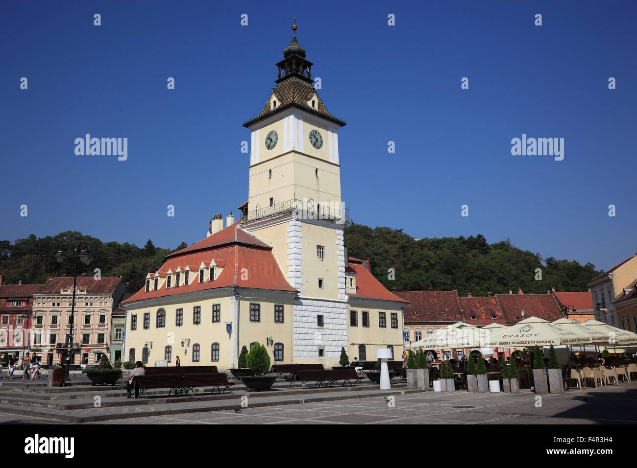 Ancien hôtel de Cronstadt, Casa Primariei, maintenant Musée historique, dans la vieille ville de la place place centrale de Brasov, Brasov, tr Banque D'Images