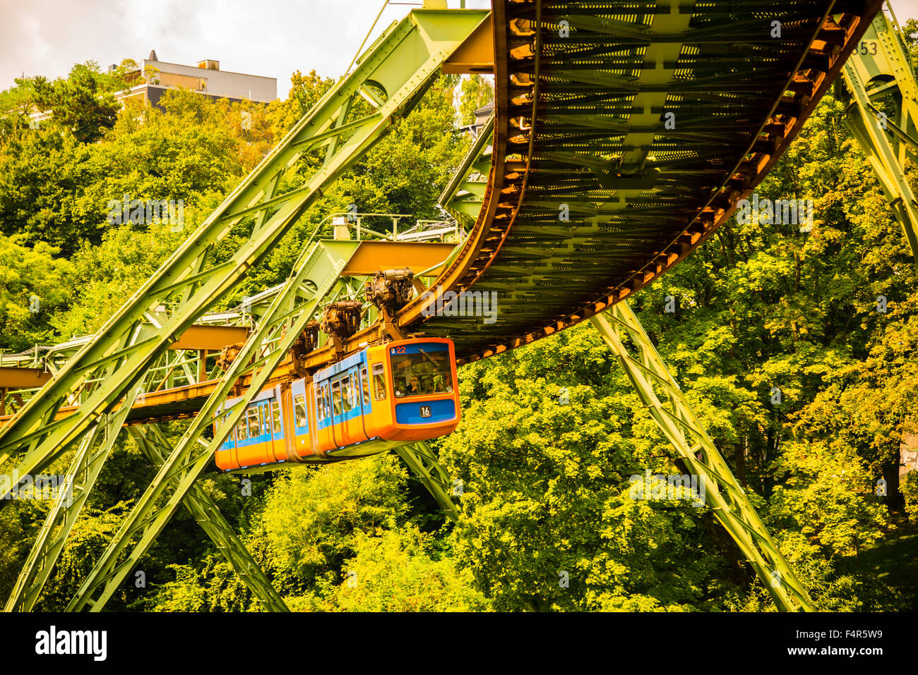 Bergisches Land, Allemagne, Europe, élevées de fer, Rhénanie du Nord-Westphalie, la suspension, le transport ferroviaire, le trafic, monument, W Banque D'Images