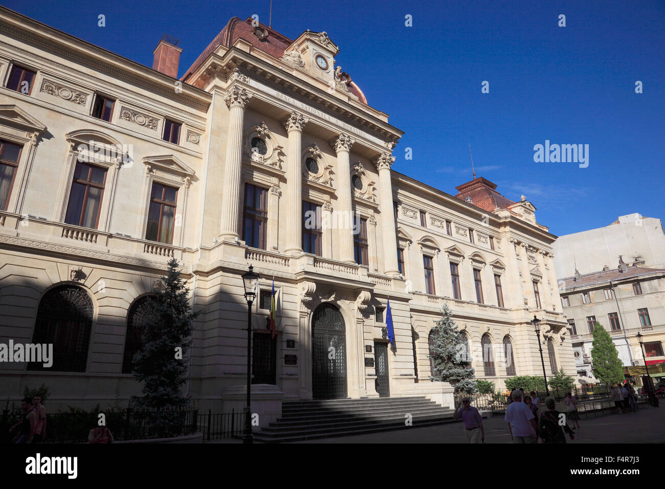 Façade de l'édifice de la Banque nationale de Roumanie, Bucarest Banque D'Images