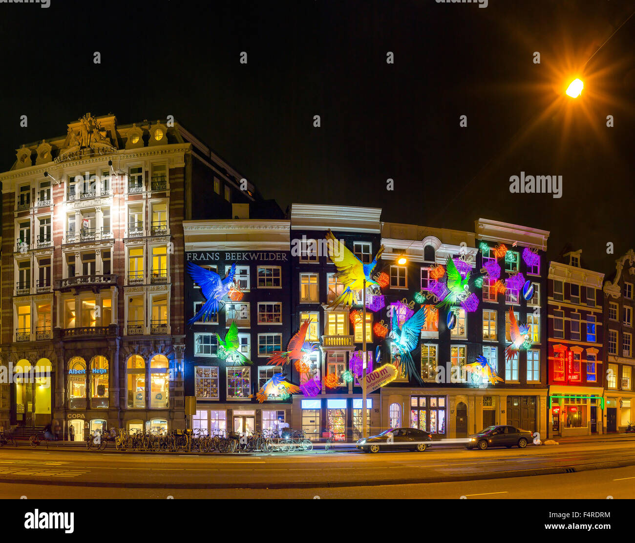 Pays-bas, la Hollande, l'Europe, le village, hiver, nuit, soir, illumination, Lumière, sculpture, Prins Hendrikkade, Amsterdam, art Banque D'Images