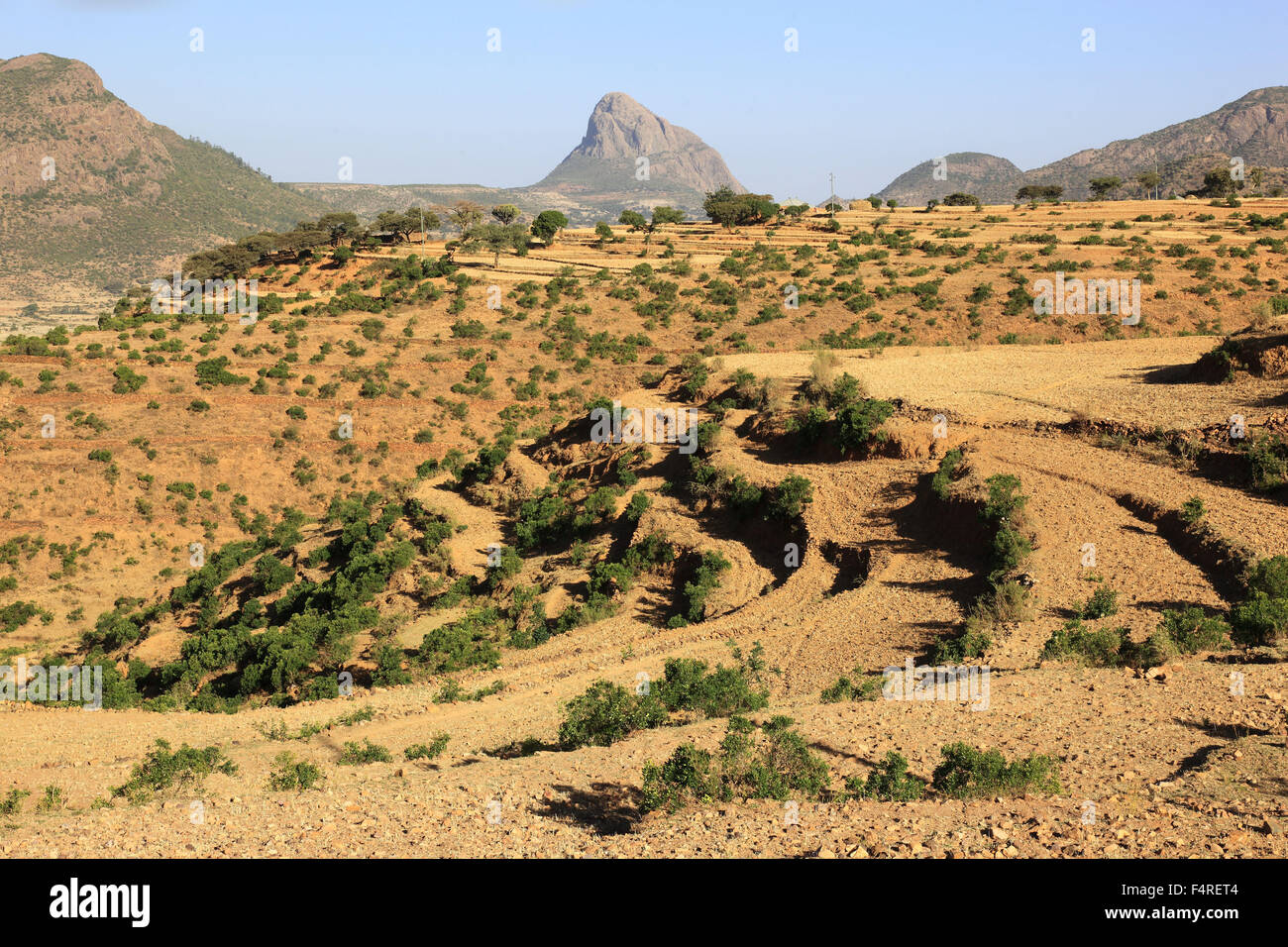 Paysage dans les montagnes Adua, montagnes Adwa, la bataille historique des Italiens en Ethiopie Banque D'Images