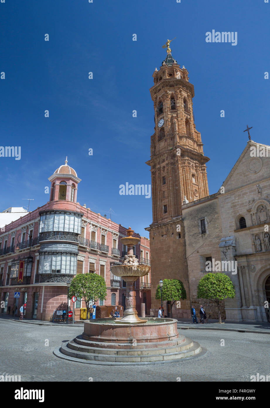 L'Andalousie, Antequera, ville, Malaga, Espagne, Europe, le ressort, l'architecture, le beffroi, colorée, centre-ville, fontaine, aucun peuple, puebl Banque D'Images