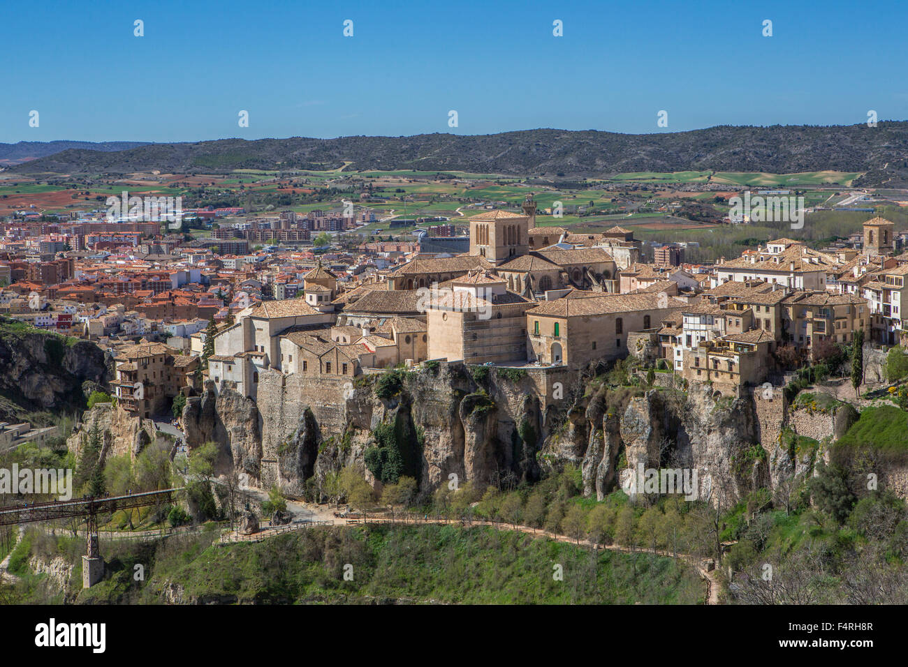 Patrimoine mondial, pont, Ville, paysage, l'Espagne, l'Europe, le printemps, l'architecture, colorée, Cuenca, maisons suspendues, sans personnage, pano Banque D'Images