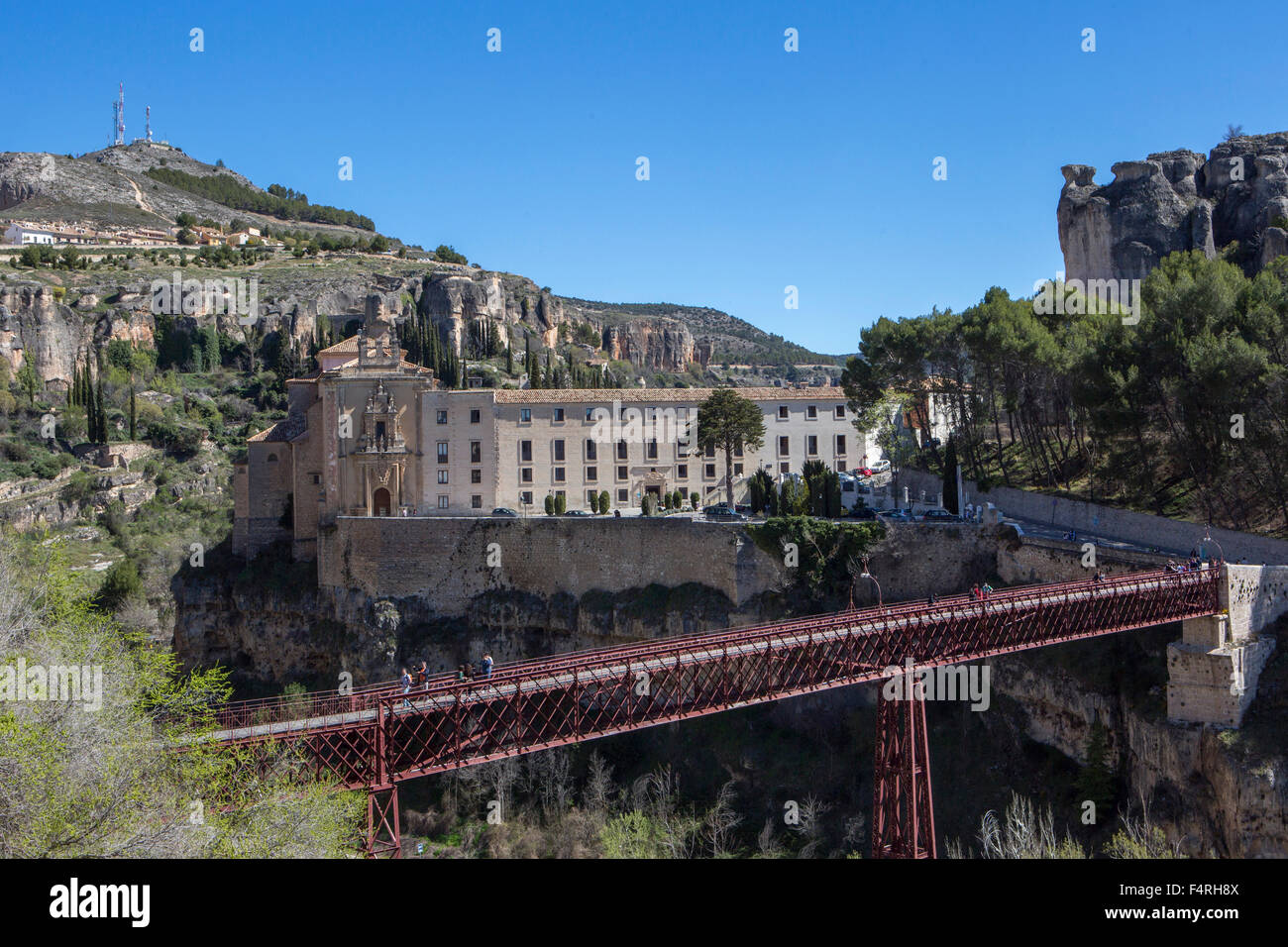 Patrimoine mondial, pont, Ville, paysage, l'Espagne, l'Europe, le printemps, l'architecture, colorée, Cuenca, maisons suspendues, sans personnage, pano Banque D'Images