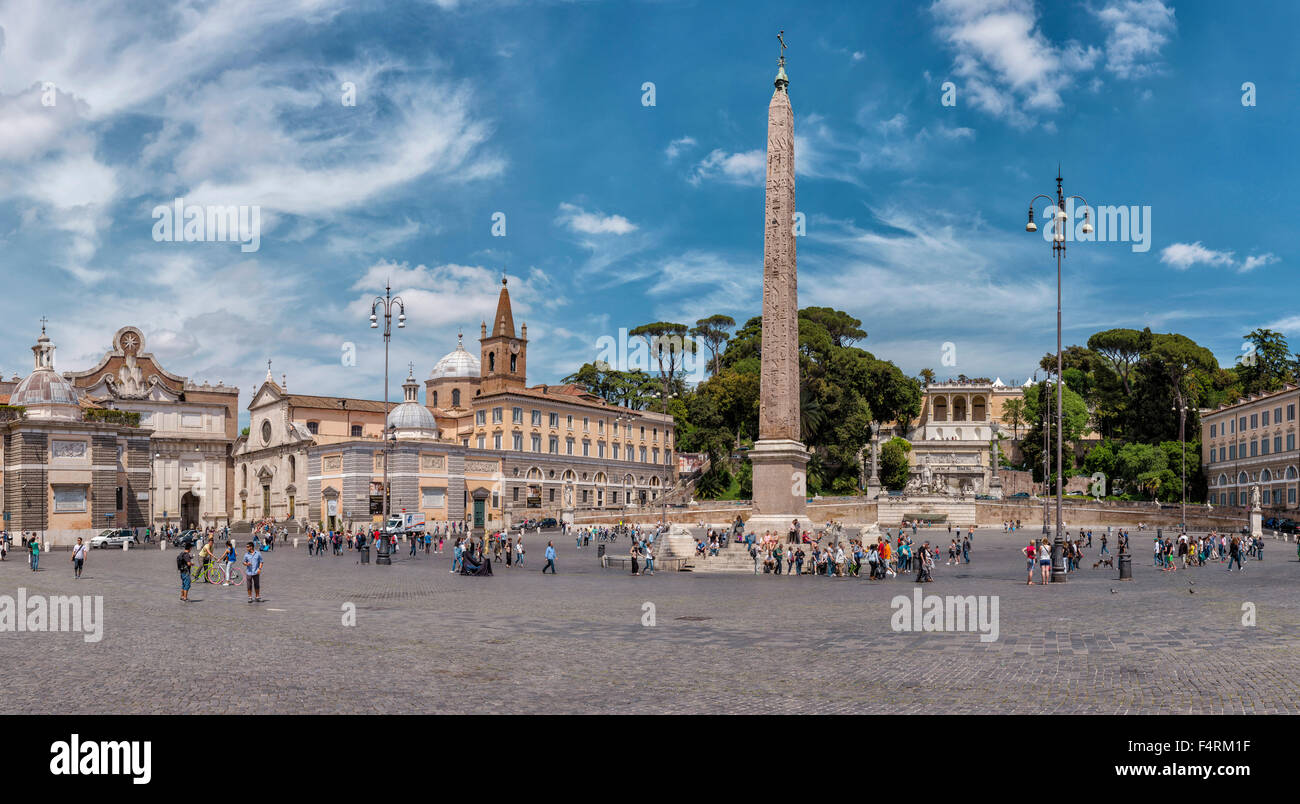 L'Italie, l'Europe, Lazio, Rome, Roma, ville, village, printemps, les gens, la Piazza del Popolo Banque D'Images