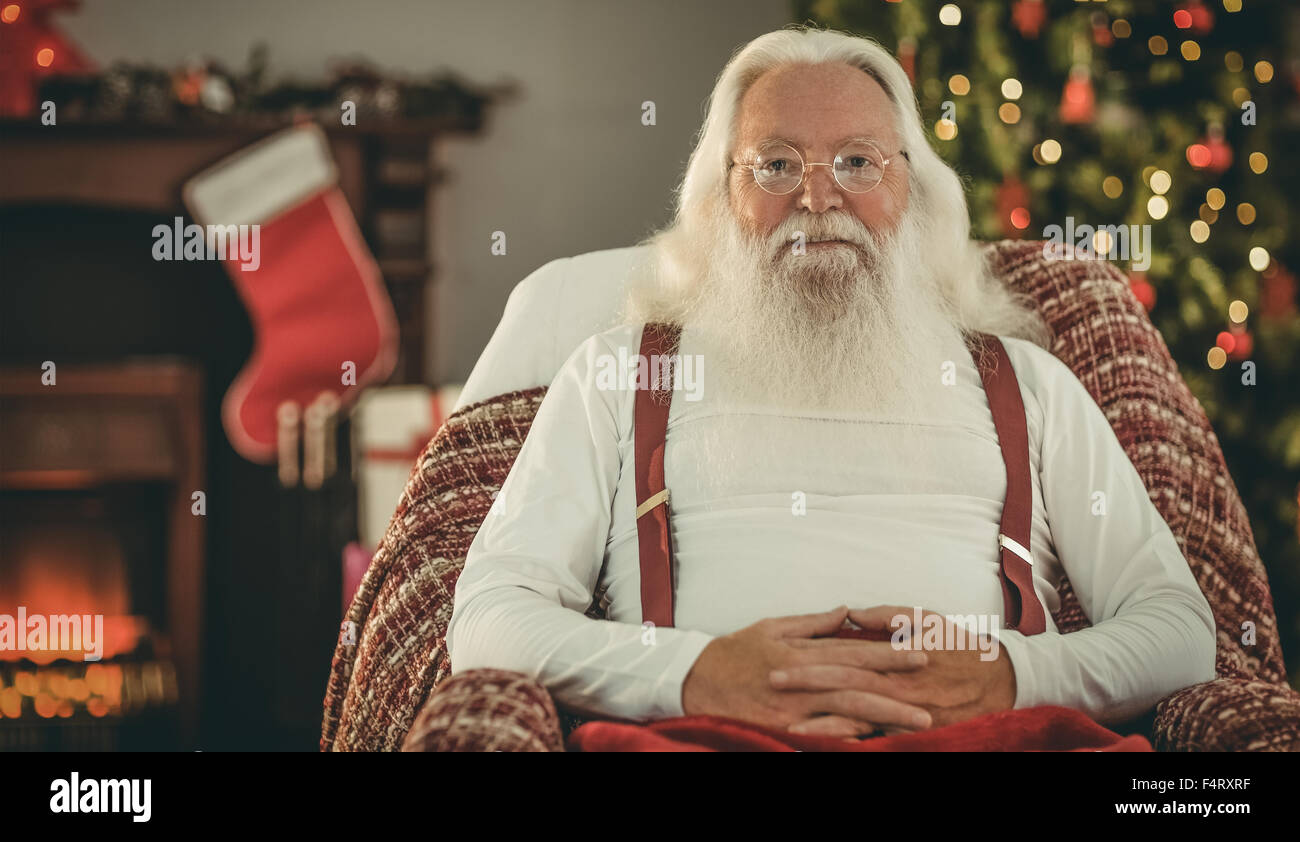 Santa heureux sans sa veste Banque D'Images