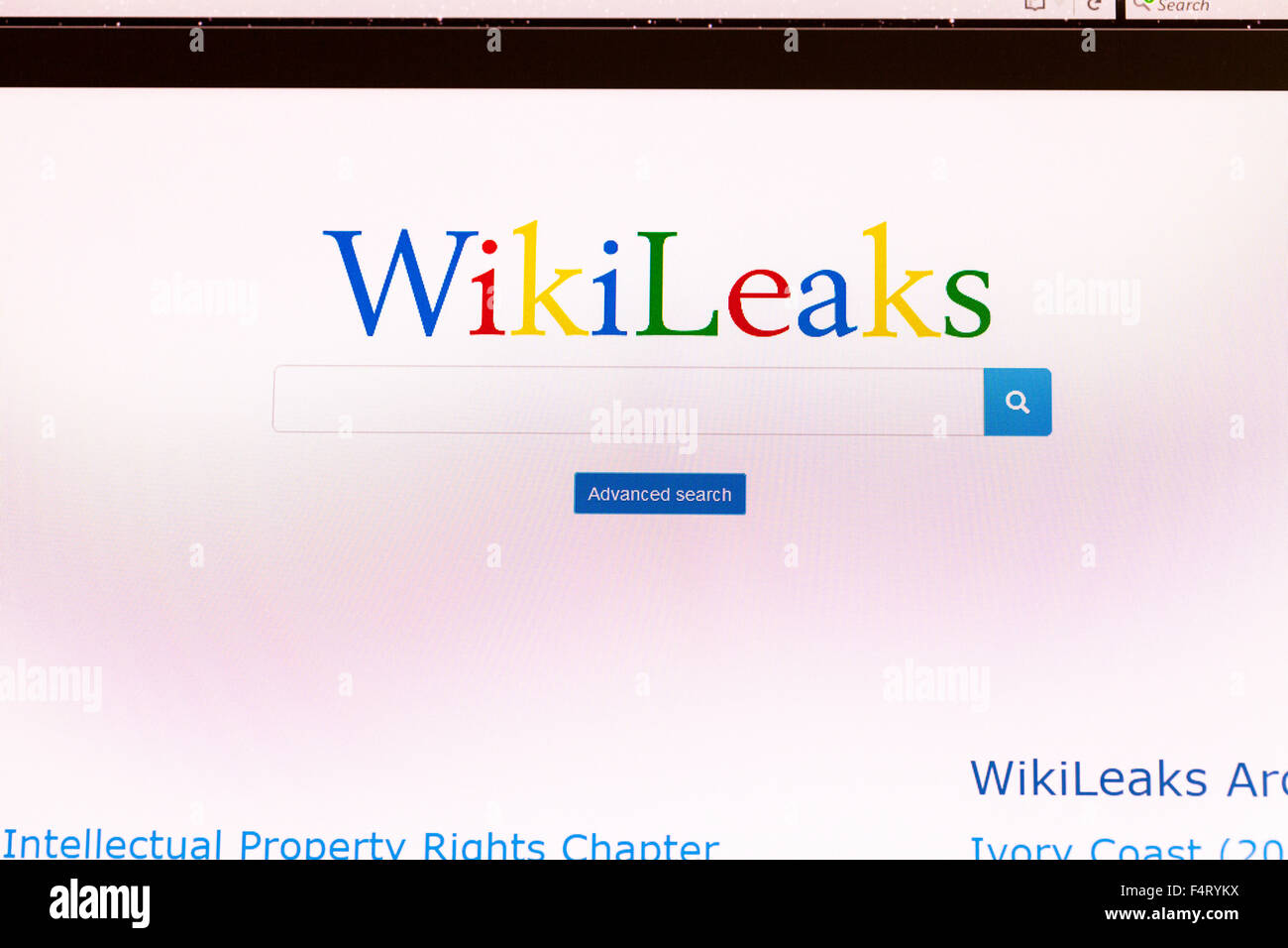 Wiki site web Wikileaks fuites accueil recherchez en ligne capture d'écran scandale site web net internet sign in FR Banque D'Images