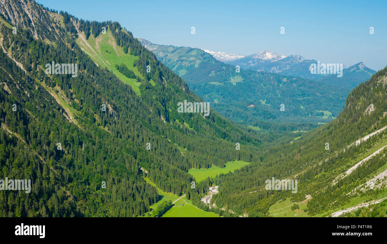 Allgäu Allgäu, Alpes, Alpes, destination, forêt de protection, bavaroise, près d'Oberstdorf, Mountain Brook, paysage, technique mixte Banque D'Images