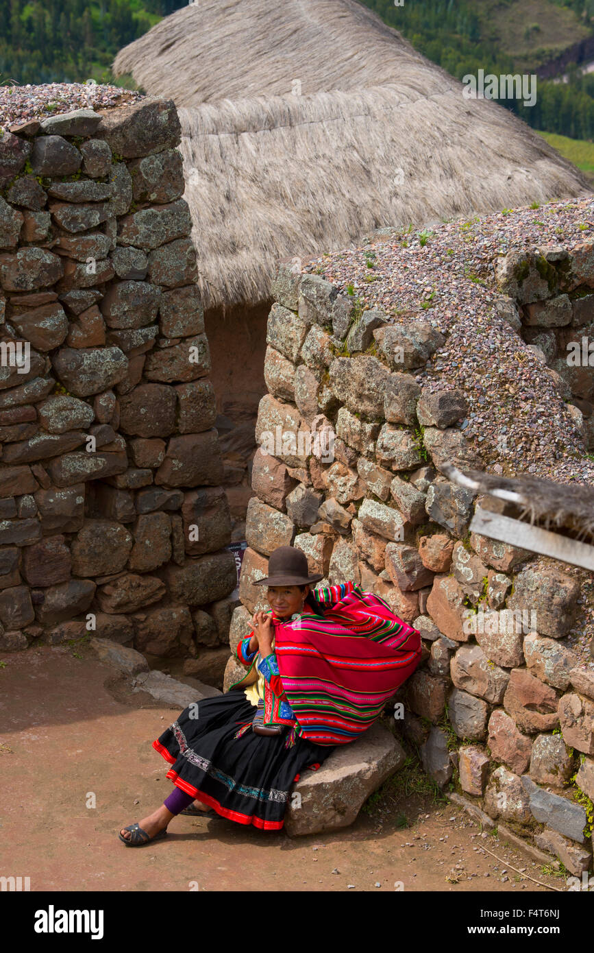 Amérique du Sud, Amérique latine, Andes, Pérou, Písac Pisac o ou p'isaq est un village de la Vallée Sacrée Banque D'Images