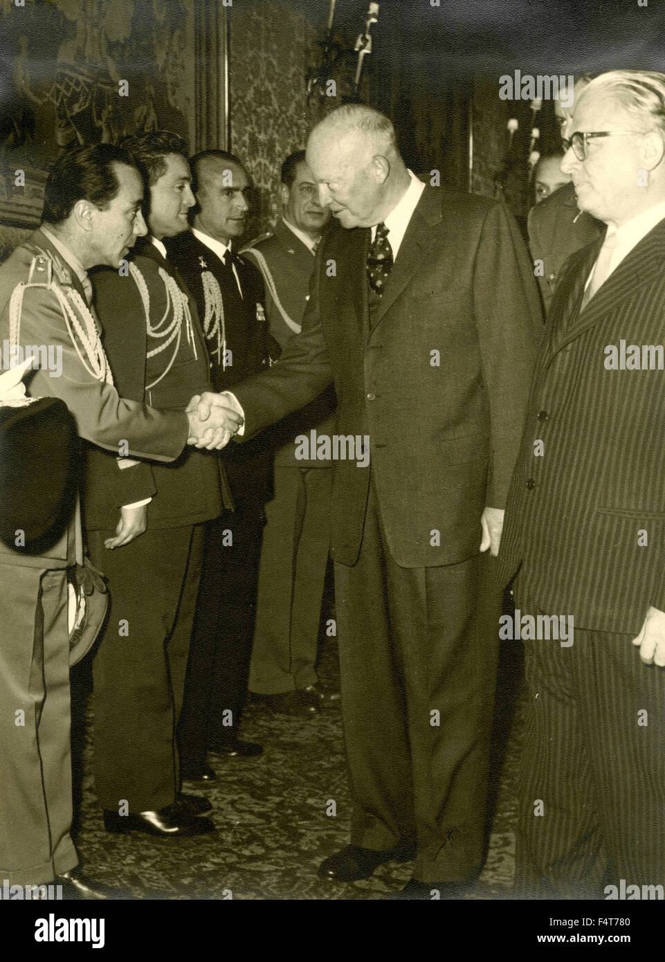 Les Présidents Eisenhower et Gronchi, Italie et USA Banque D'Images