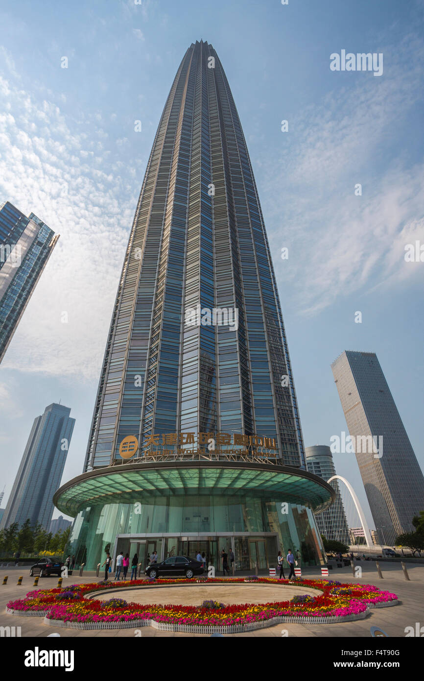 Chine, Tianjin, ville, Centre de Tianjin, le World Financial Center Banque D'Images