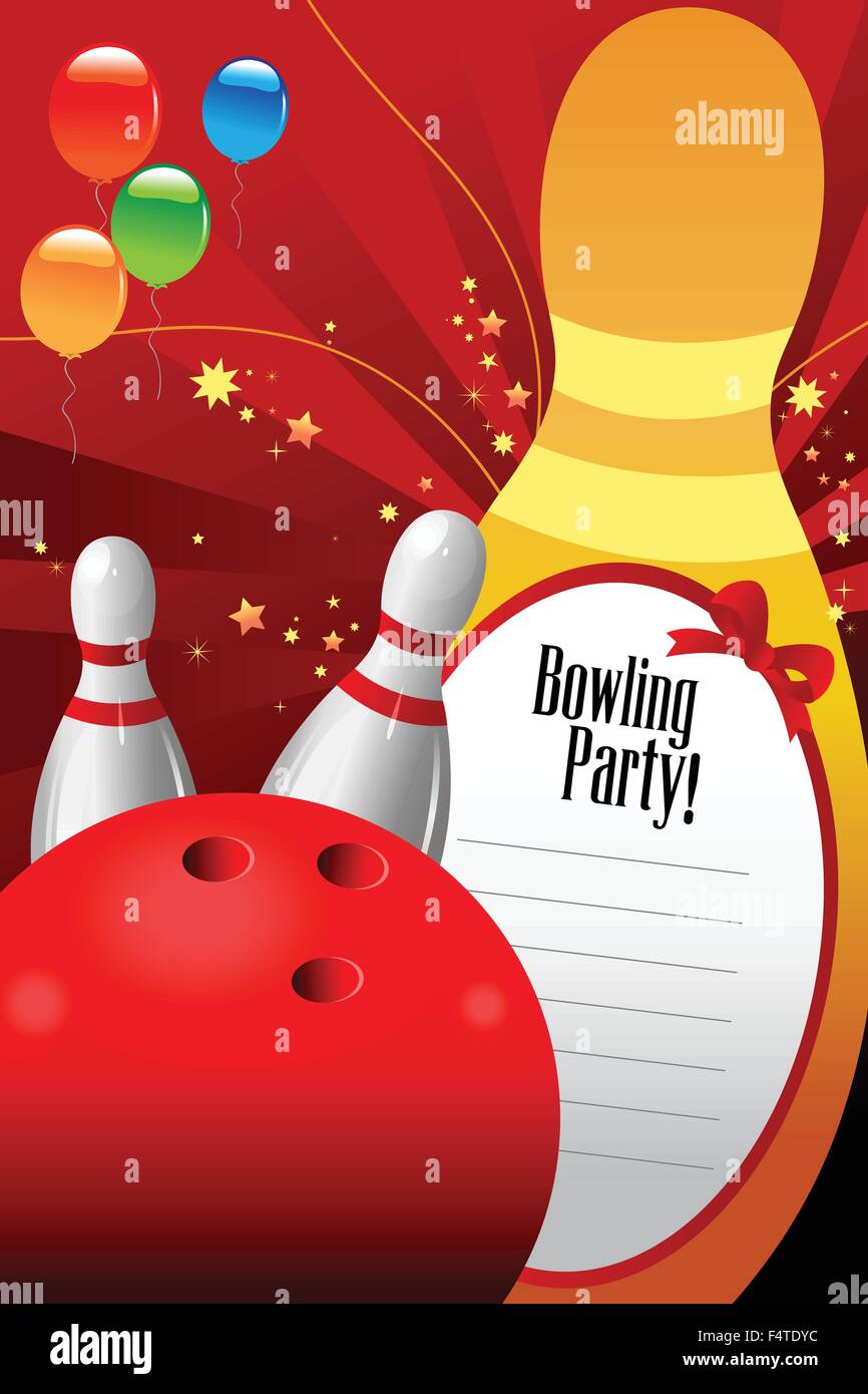 Un vecteur illustration de bowling partie modèle d'invitation Illustration de Vecteur