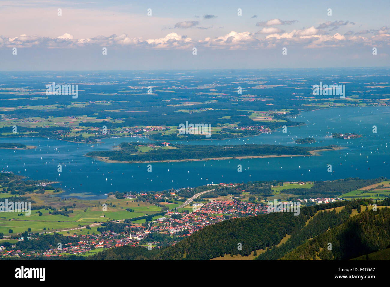 La Bavière, Allemagne, Haute-Bavière, lac, nuage, nuages, paysage, paysage, Aschau, Kampenwand, Bernau, Chiemsee, panorama, Chiemg Banque D'Images