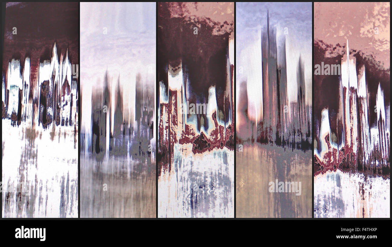 Phases, 5, gratte-ciel, New York, ville, city, USA, concepts, créatif, aliénés Banque D'Images