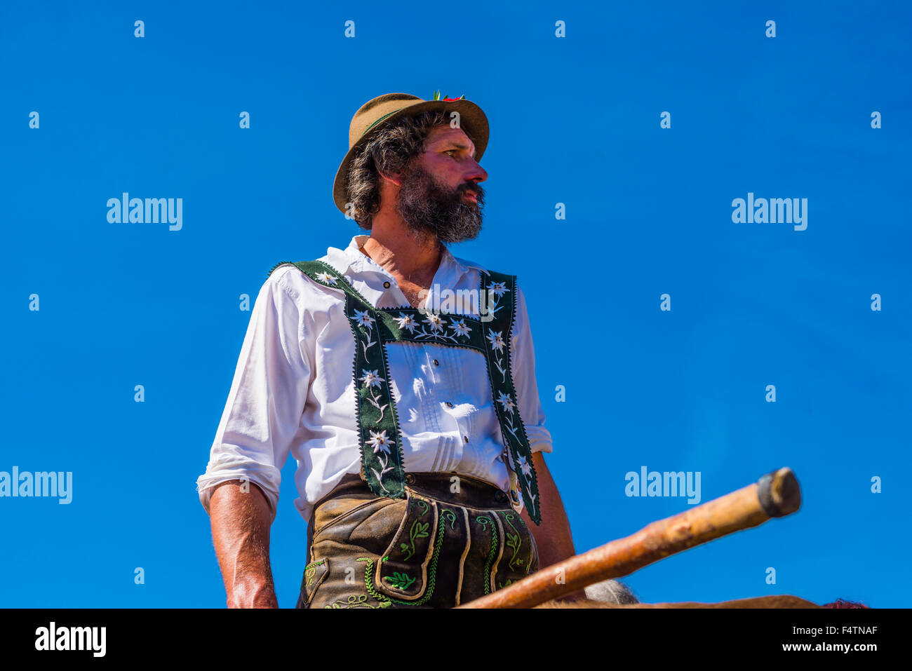 Allgäu Allgäuer, costume national, hat, de bétail, de l'alp Shepherd, barbe, Bavière, Allemagne, agriculteurs de montagne, les collectivités locales, l'Europe, fel Banque D'Images