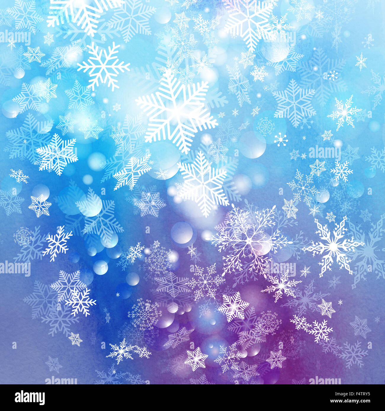 Contexte aquarelle d'hiver rétro avec des flocons Banque D'Images