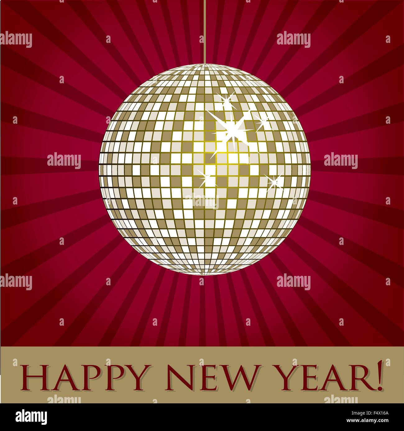 Bonne année disco ball carte en format vectoriel. Illustration de Vecteur