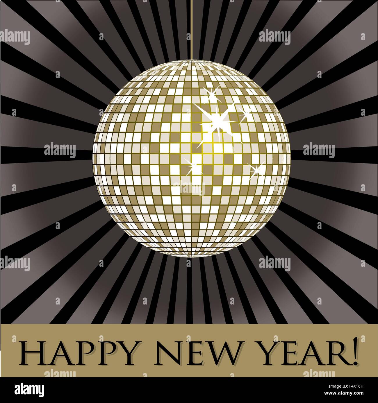 Bonne année disco ball carte en format vectoriel. Illustration de Vecteur