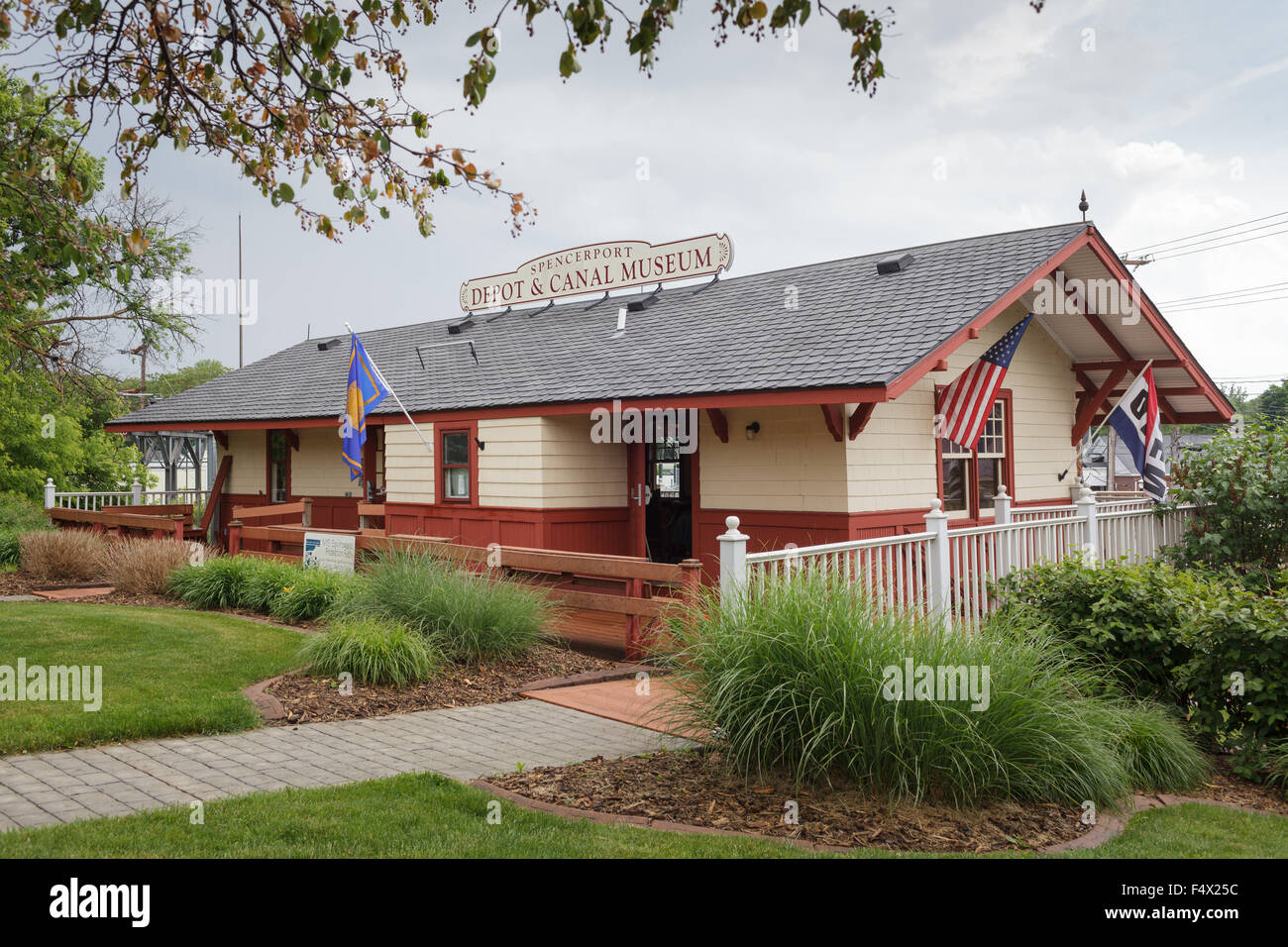 Spencerport Depot et Canal Museum, Erie Canal, New York State, USA Banque D'Images