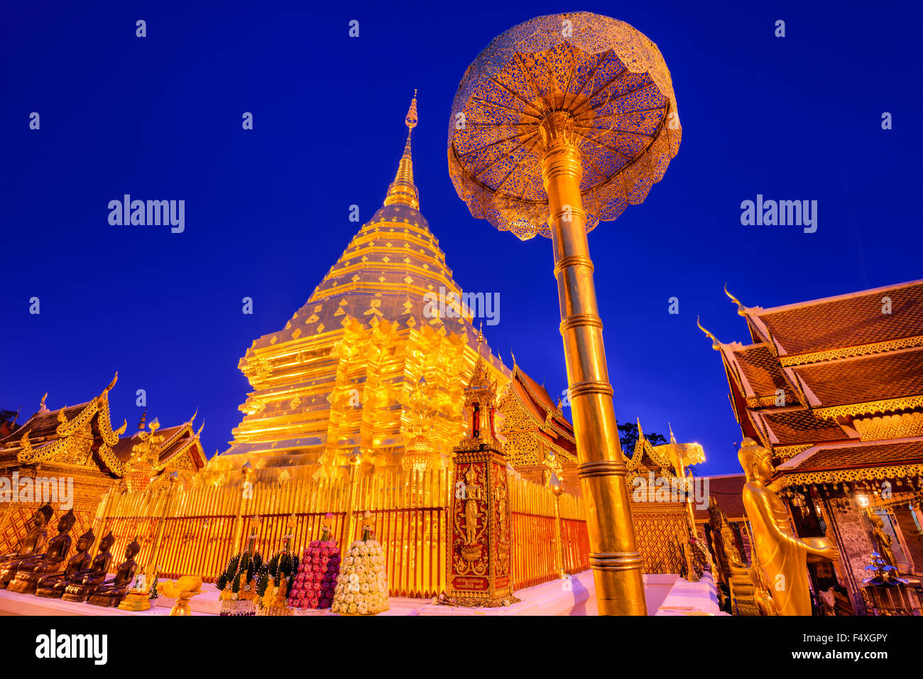 Wat Phra That Doi Suthep Temple de Chiang Mai, Thaïlande. Banque D'Images