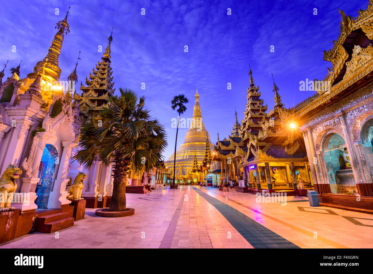 Pagode Shwedagon à Yangon, Myanmar. Banque D'Images
