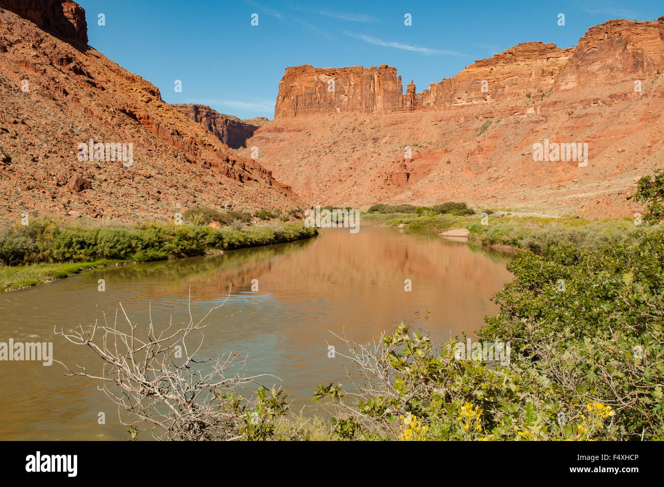 Colorado River, de l'autoroute 128, Moab, Utah, USA Banque D'Images