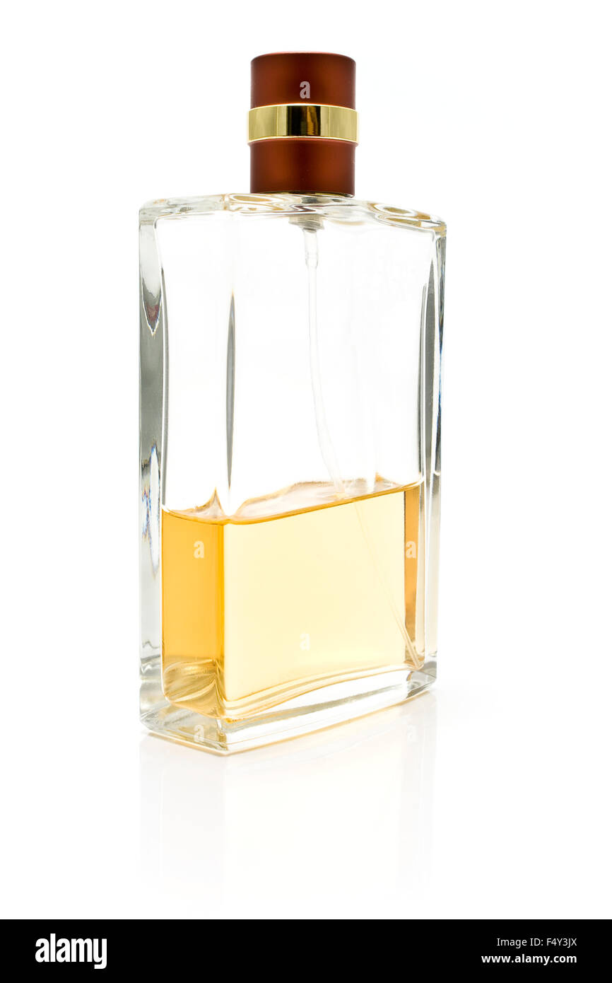 Flacon de parfum isolé sur le livre blanc Banque D'Images