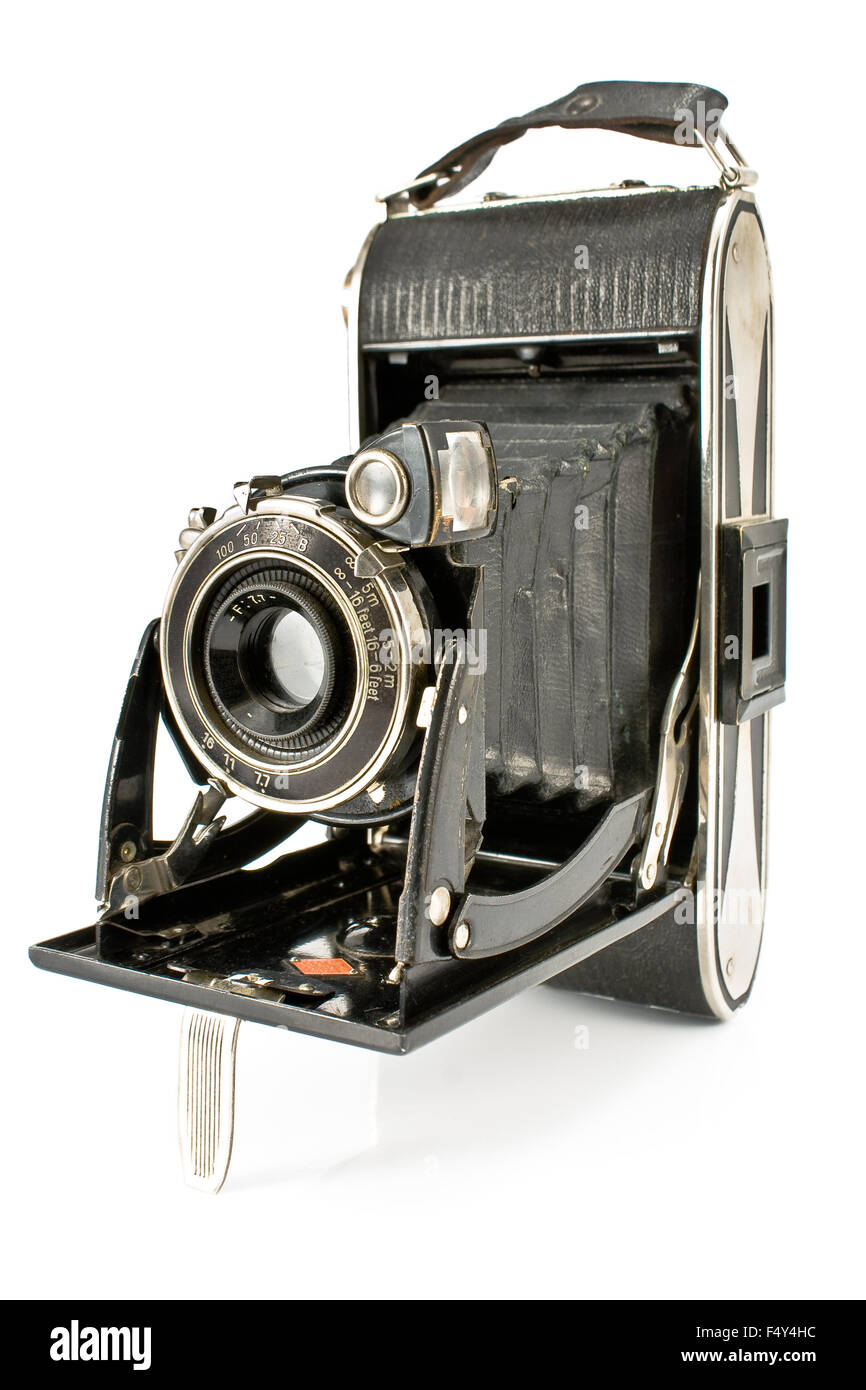 Photo ancienne antique Camera isolated on white Banque D'Images