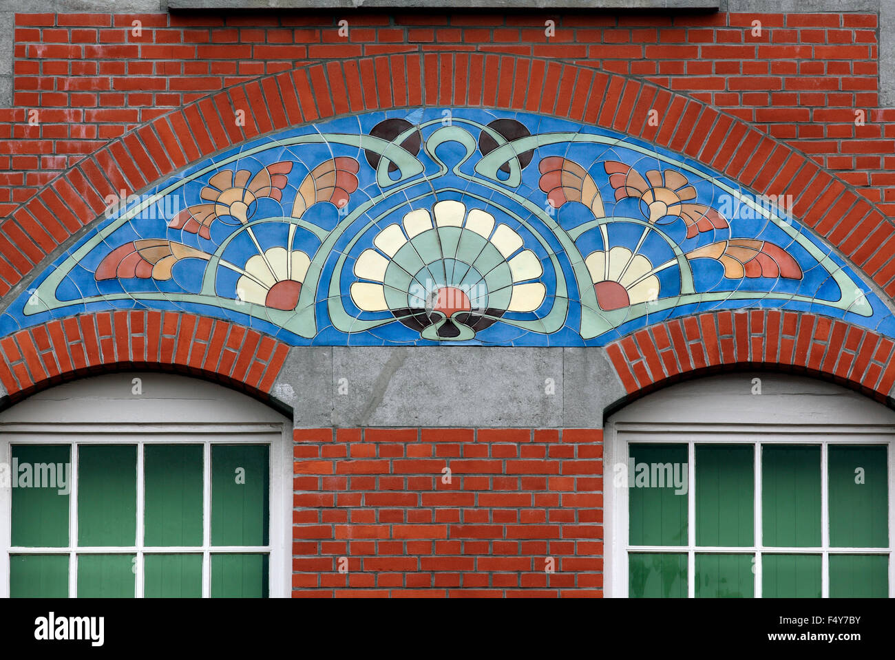 Détail de l'Art Nouveau sur le bâtiment, Laan van Meerdervoort 164 t/m 168 b, Den Haag (La Haye), aux Pays-Bas. Banque D'Images