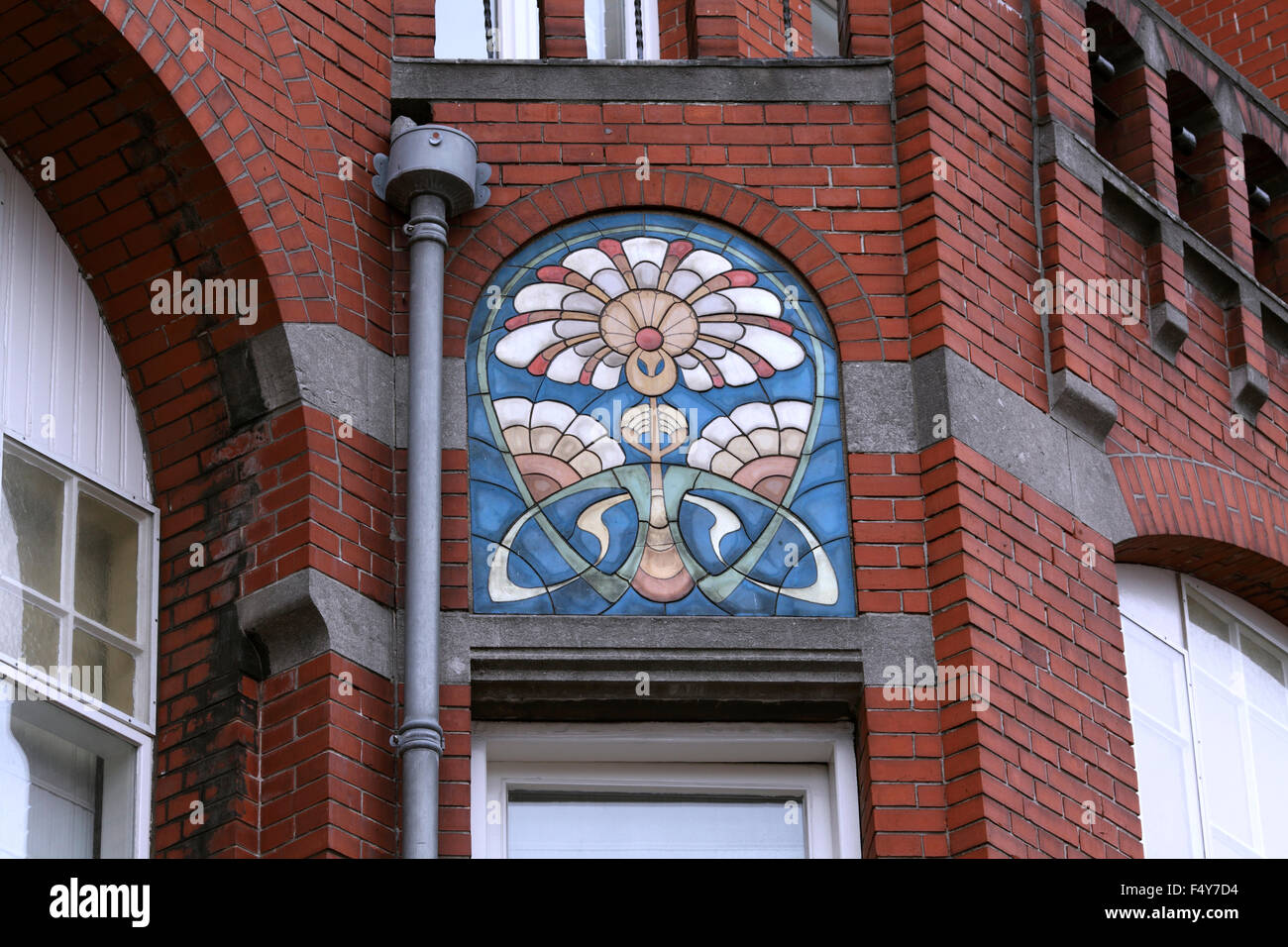 Détail de l'Art Nouveau sur le bâtiment, Laan van Meerdervoort 164 t/m 168 b, Den Haag (La Haye), aux Pays-Bas. Banque D'Images