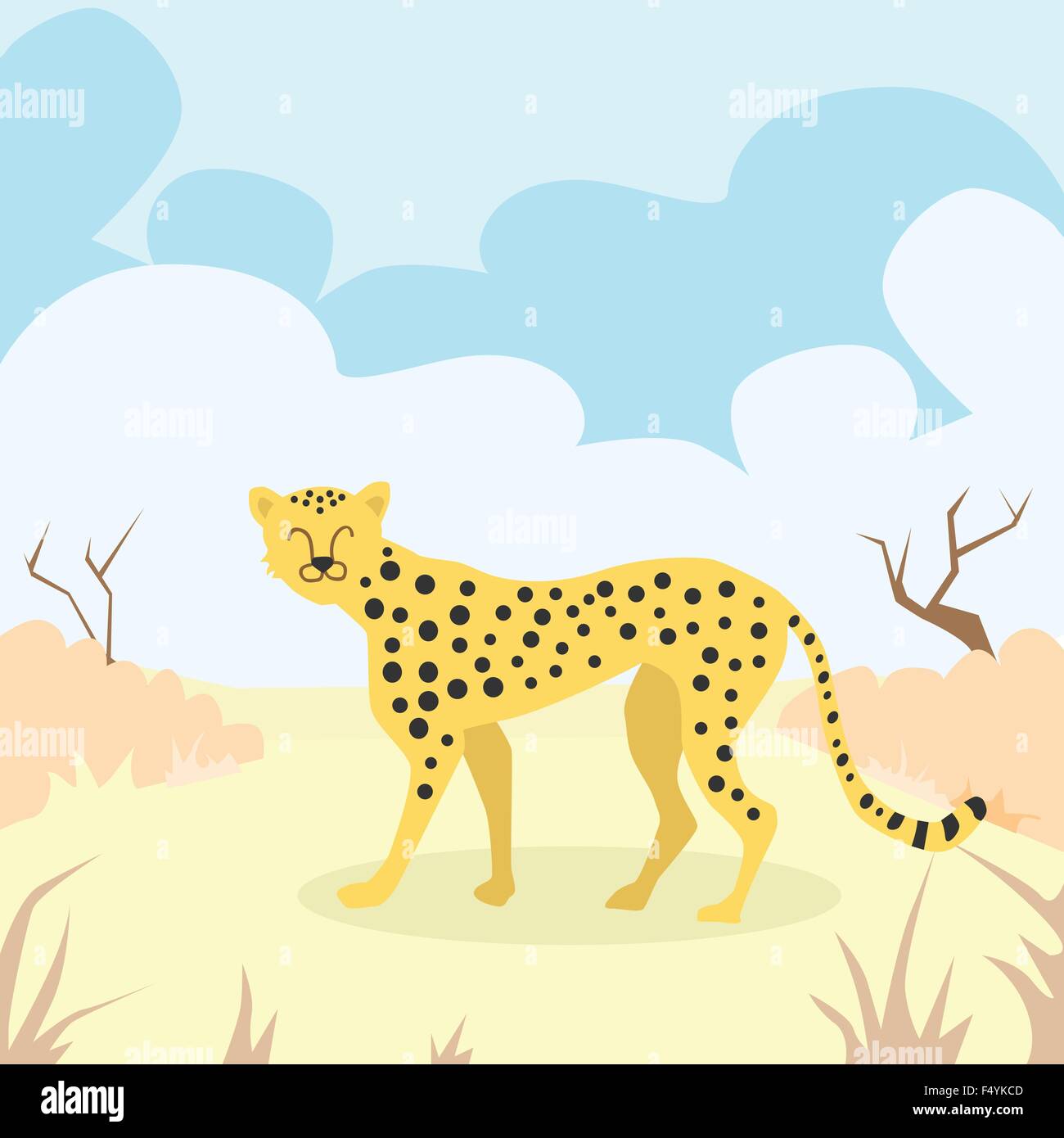 Cartoon Cheetah Télévision couleur sable du désert Retro Illustration de Vecteur