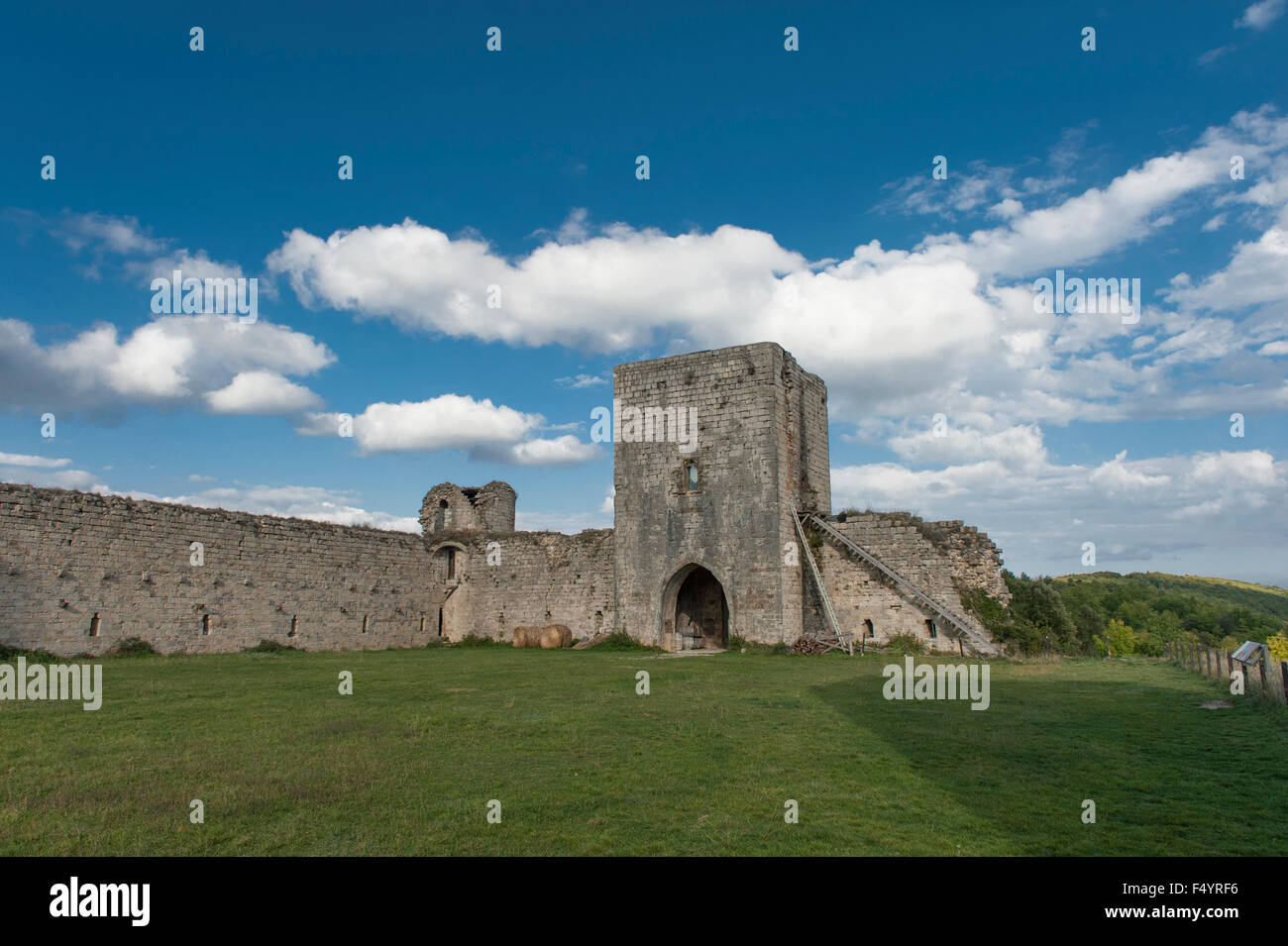Château de Puivert, un impressionnant château cathare dans l'Aude, Languedoc, France Banque D'Images