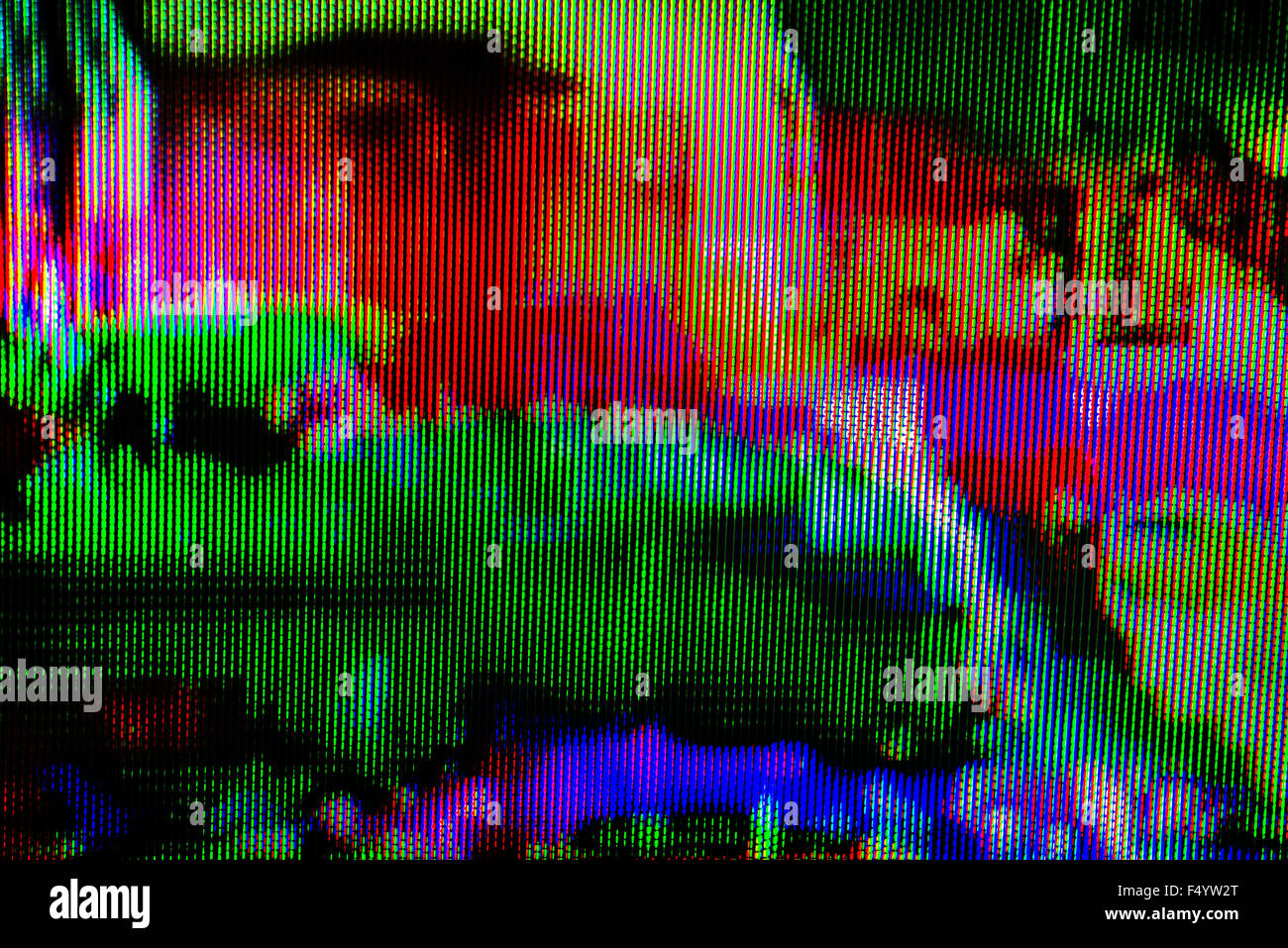 La télévision numérique, la télévision comme écran glitch technologie historique Banque D'Images
