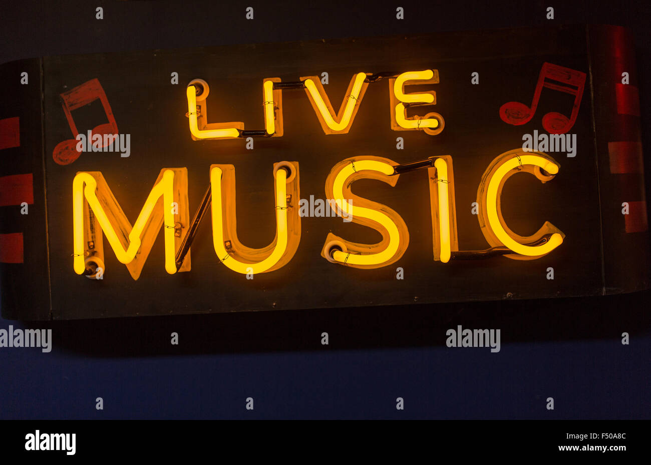 La promotion de la musique live Neon Sign Banque D'Images