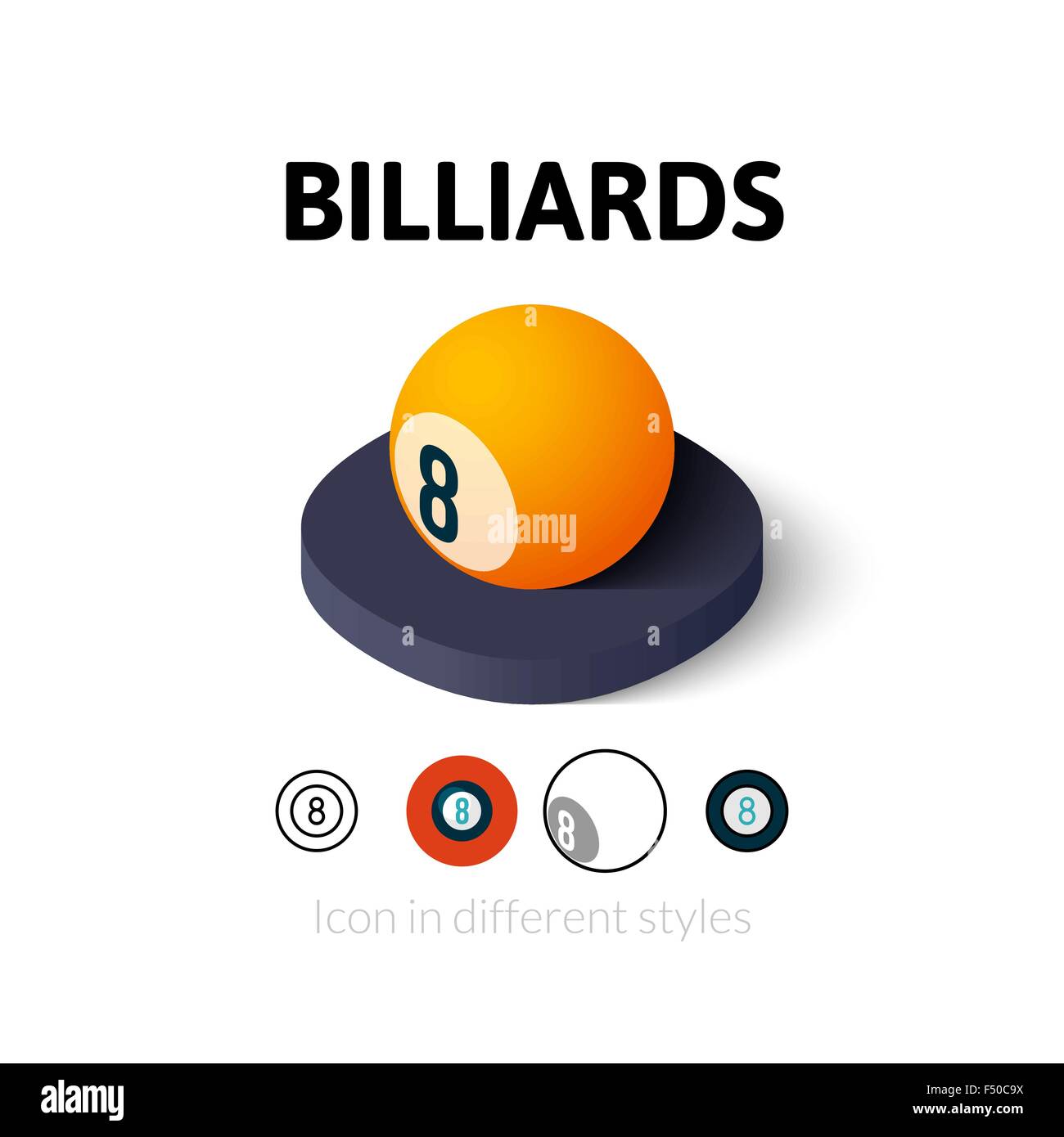 Billard icône dans un style différent Illustration de Vecteur