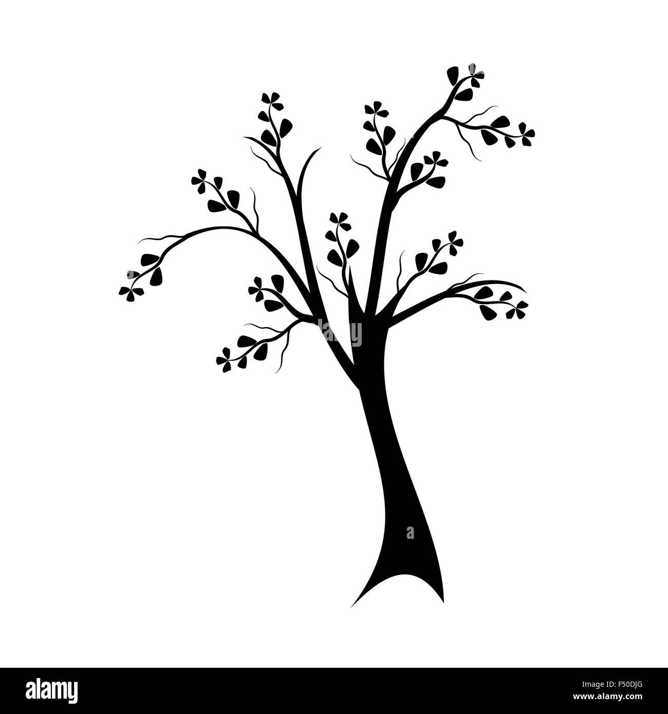 Beaux art arbre silhouette isolé sur fond blanc Banque D'Images
