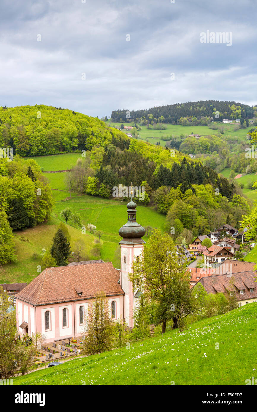 Église de Sankt Ulrich, Forêt-Noire, Bade-Wurtemberg, Allemagne. Banque D'Images