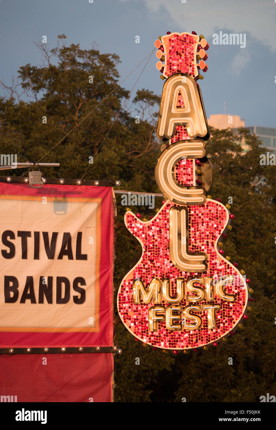 Austin City Limits entrée principale en néon - Austin, Texas Banque D'Images