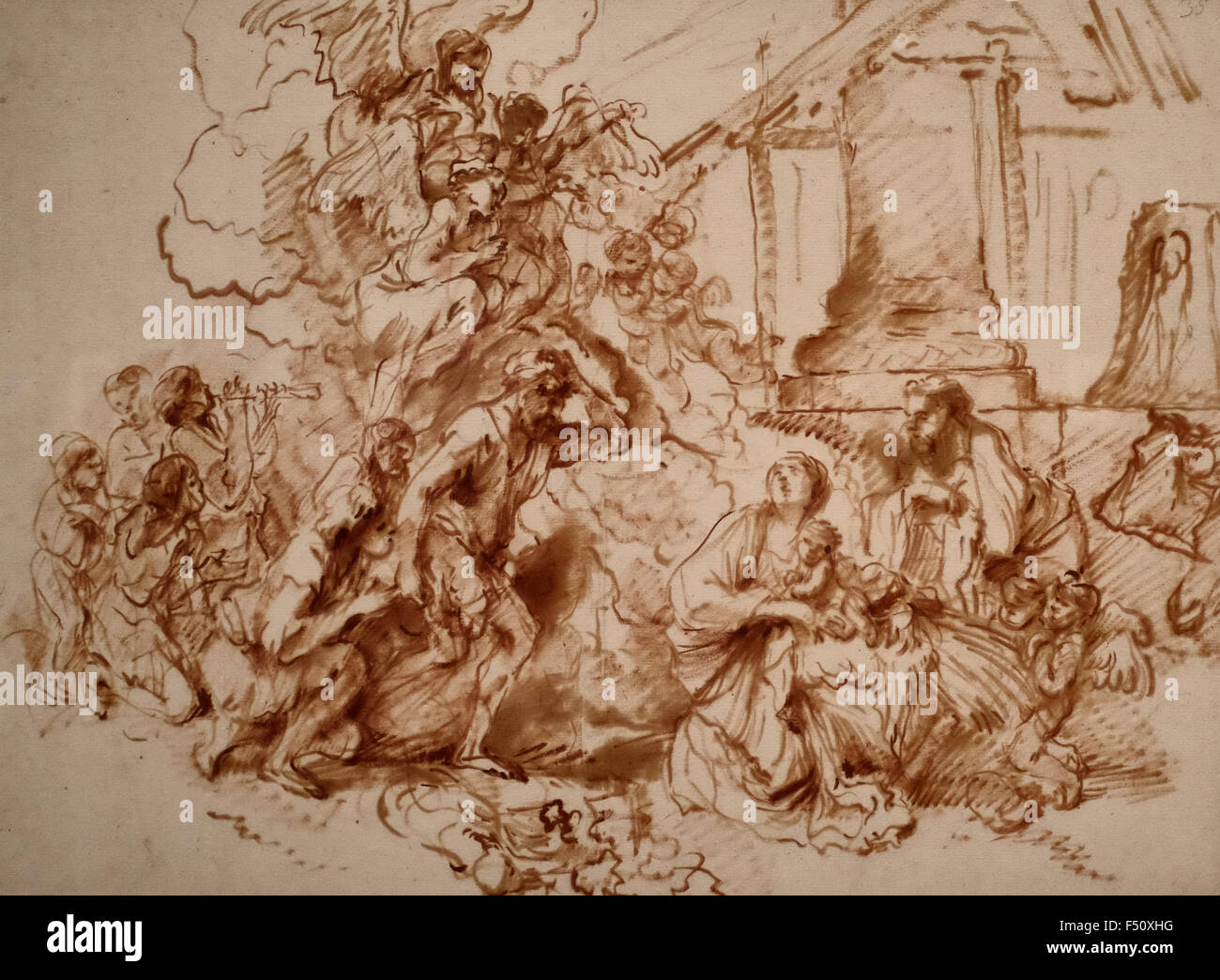 Giovanni Benedetto Castiglione - l'Adoration des bergers - Années 1640 Banque D'Images