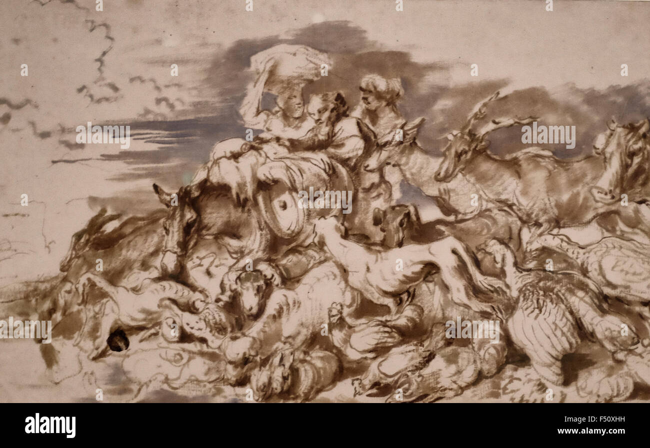 Les animaux quittant l'Arche - Giovanni Benedetto Castiglione - Années 1630 Banque D'Images