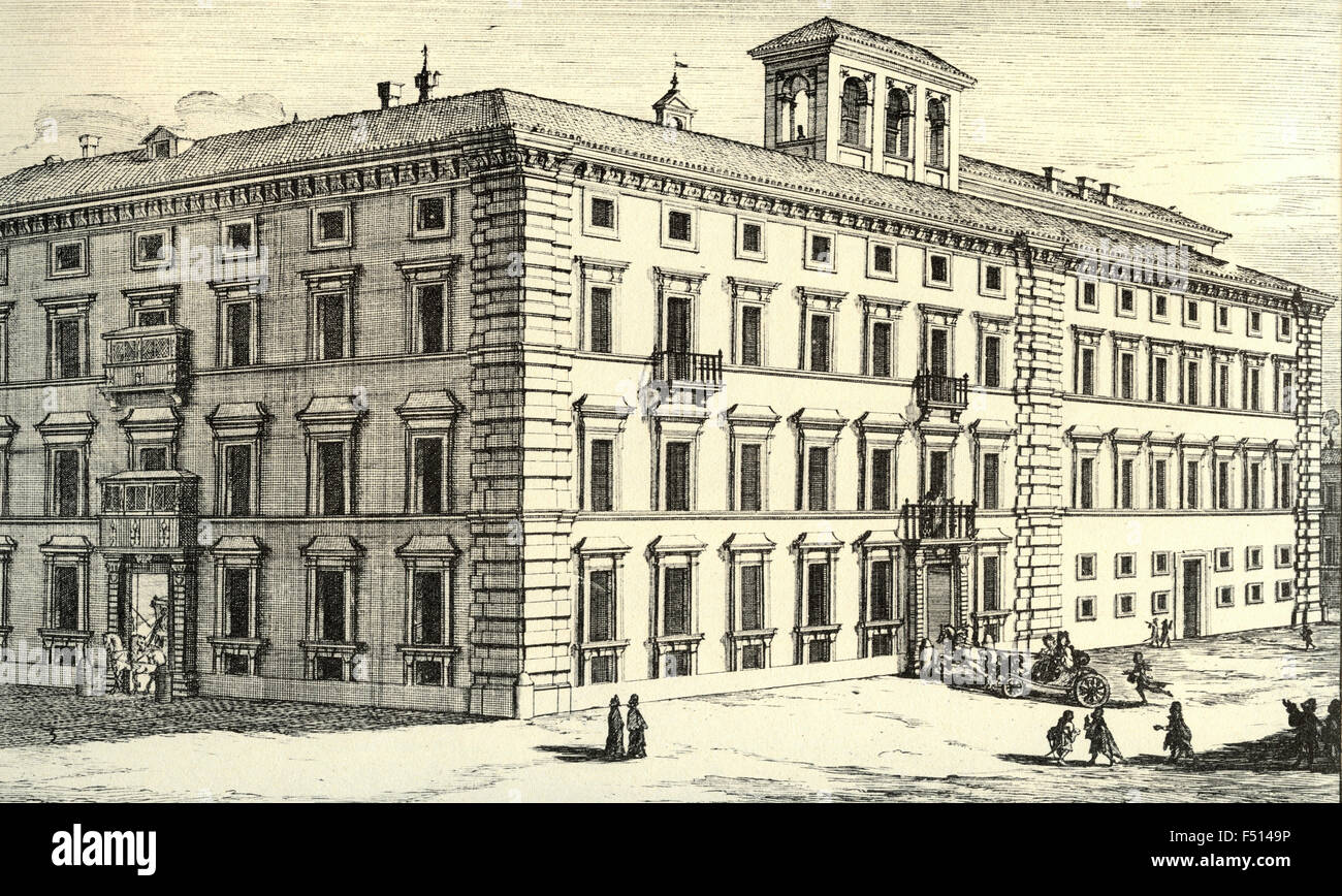 Illustration de l'Illustre Marquis Palace dans la rue Nunez de Condotti, Rome, Italie Banque D'Images