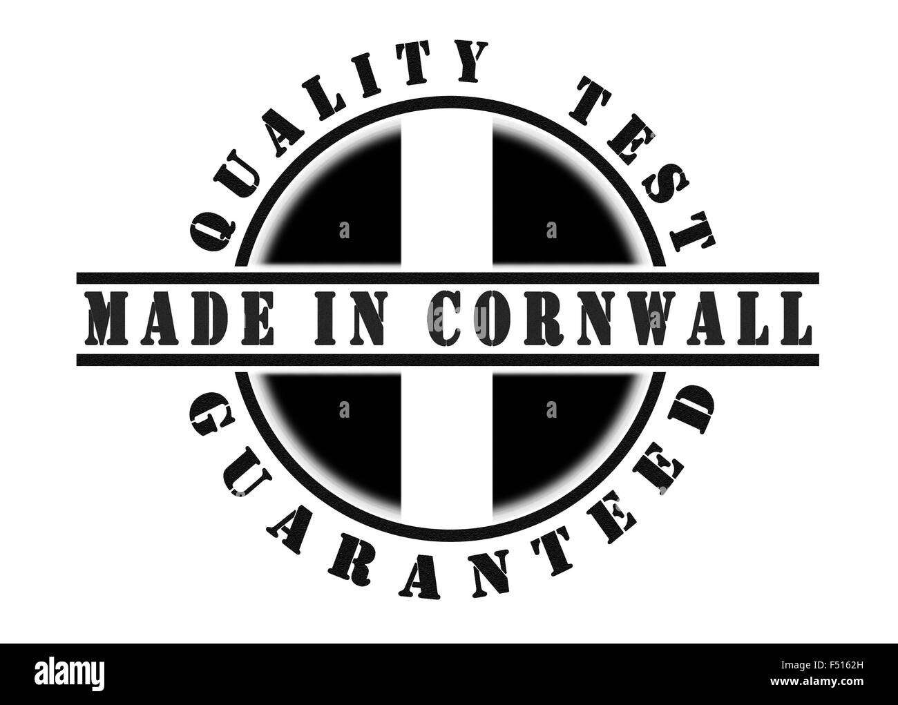 Test de qualité garantie stamp avec un drapeau national à l'intérieur, Cornwall Banque D'Images