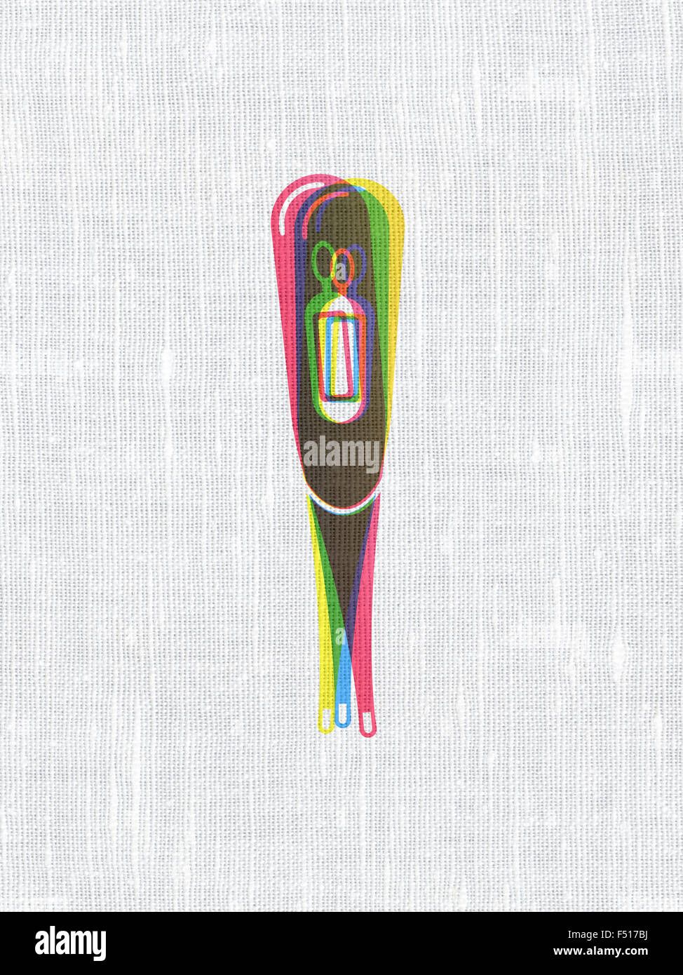 Concept de soins : thermomètre sur le tissu texture background Banque D'Images