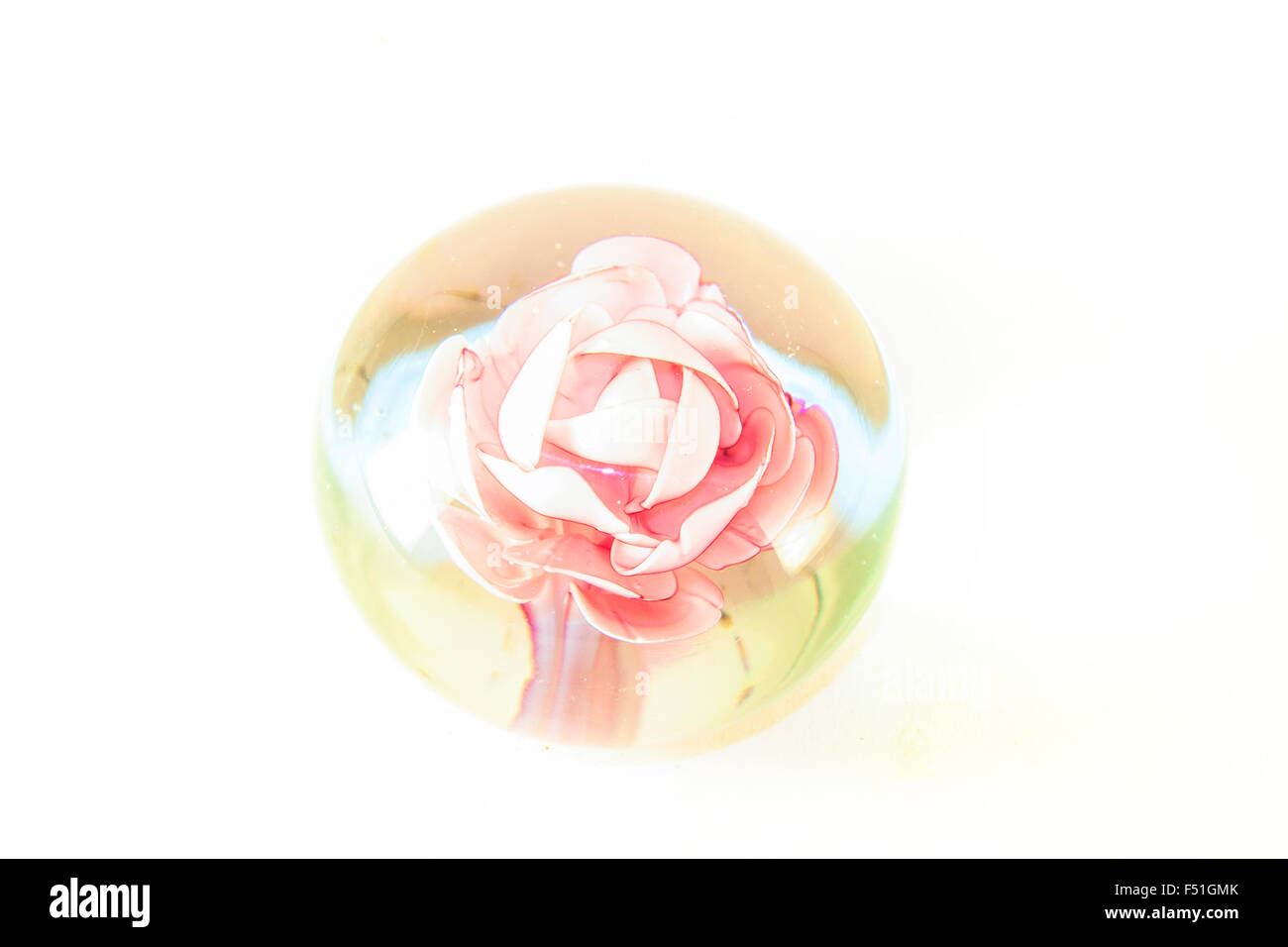 Une rose en verre, isolé sur fond blanc Banque D'Images