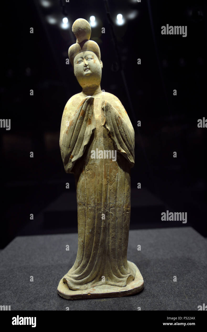 La poterie peinte Figure féminine. Musée Shanxi à Xian, Chine. Banque D'Images