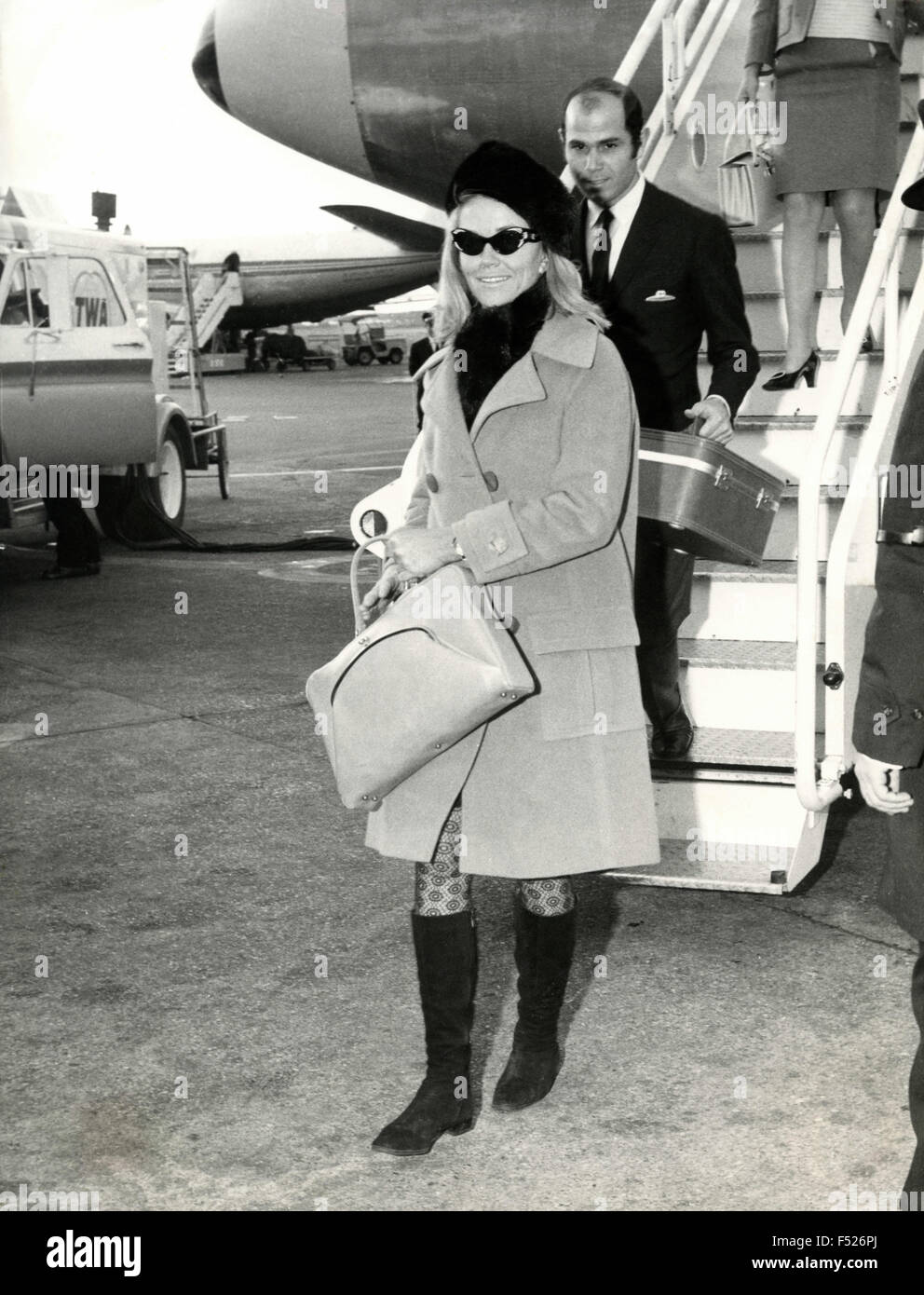 L'actrice américaine Dorothy Malone d'un avion , USA Banque D'Images